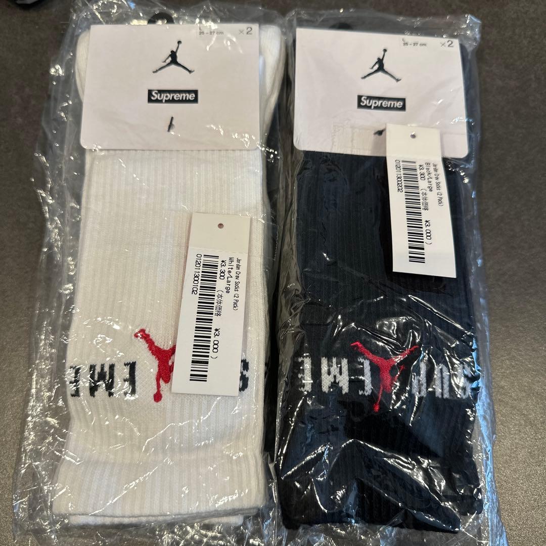 Supreme x Jordan Crew Socks 25〜27cmセット Supreme Jordan Crew Socks (2 Pack) Black/White - FW24 - US