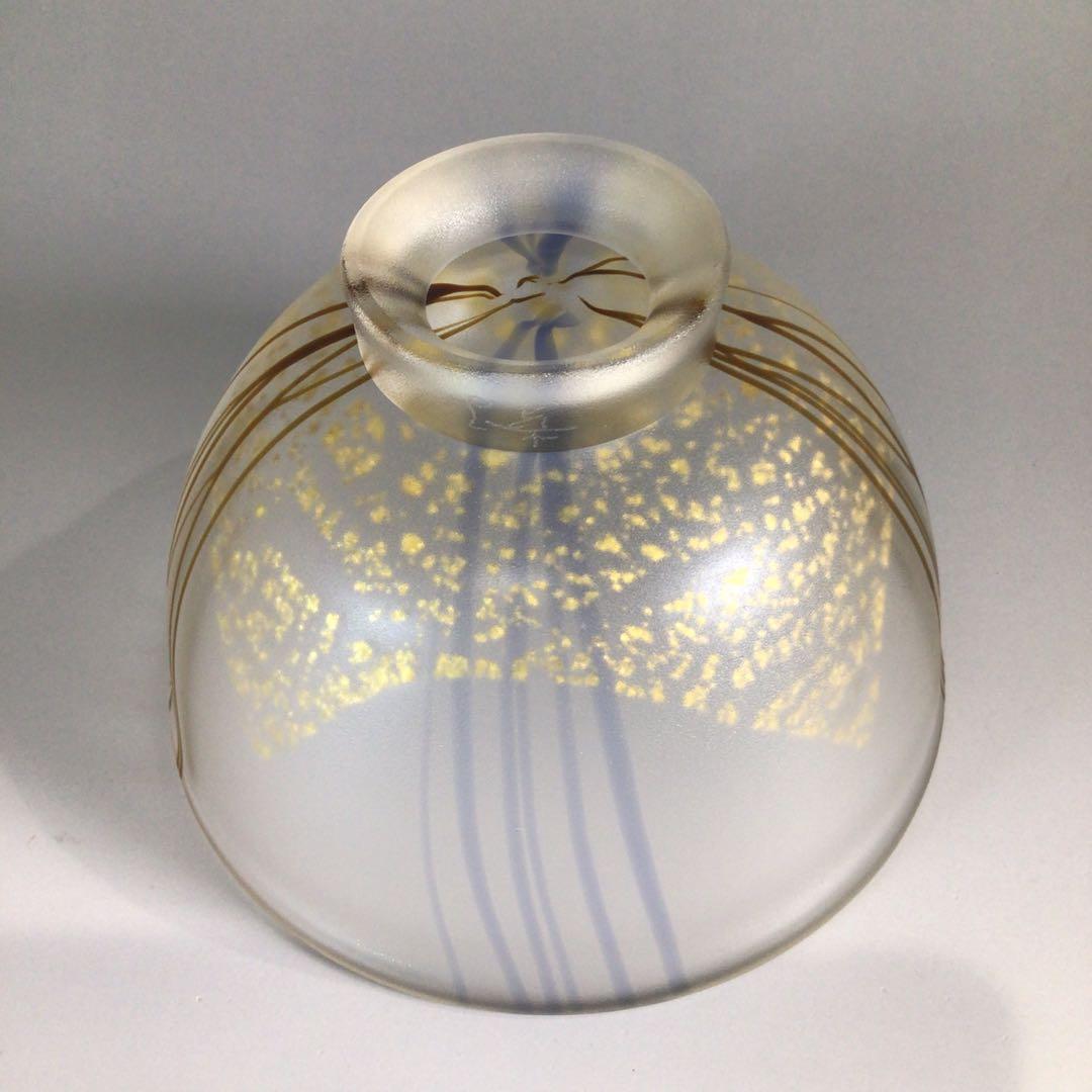 P674 茶碗 『堀口幸子造』『金箔麦藁手』『瑠璃茶碗』 義山茶碗 共