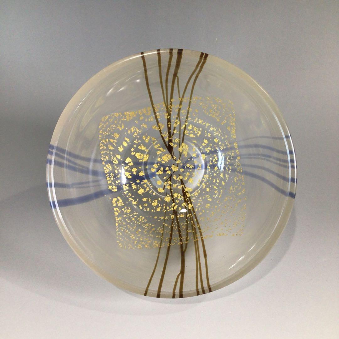 P674 茶碗 『堀口幸子造』『金箔麦藁手』『瑠璃茶碗』 義山茶碗 共