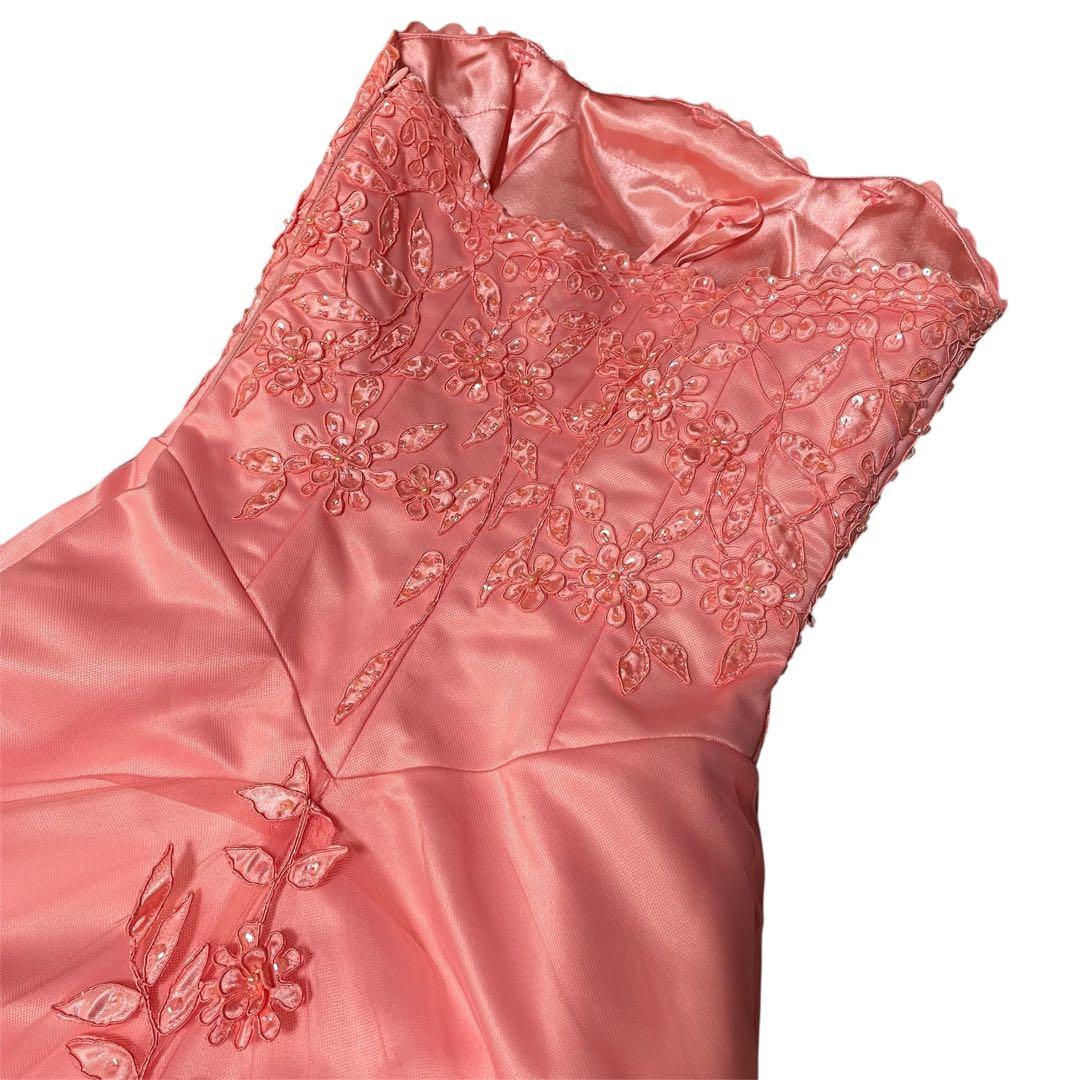 希少✨エメ✨ステージドレス 演奏会 9号 サーモンピンク 刺繍 パール A