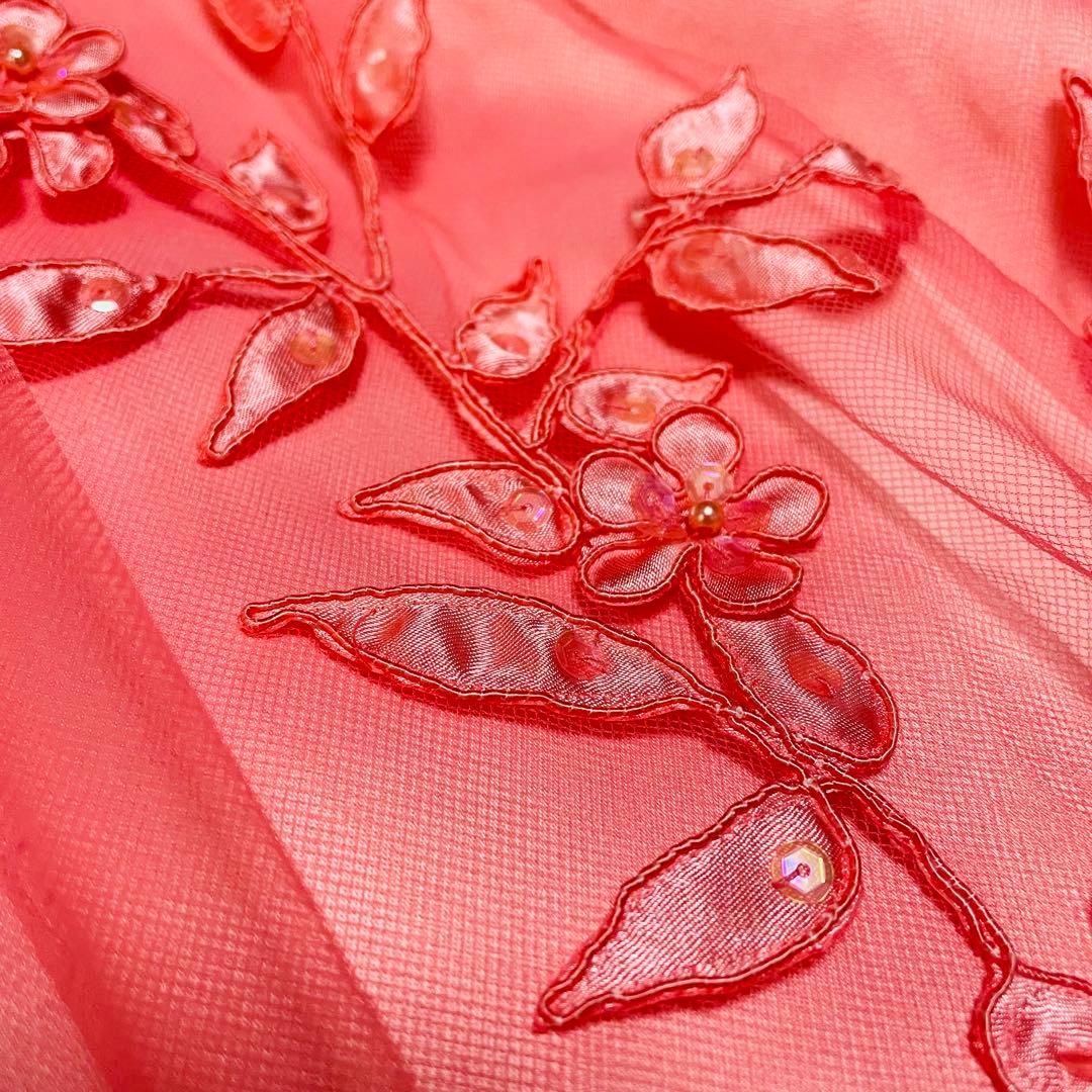 希少✨エメ✨ステージドレス 演奏会 9号 サーモンピンク 刺繍 パール A