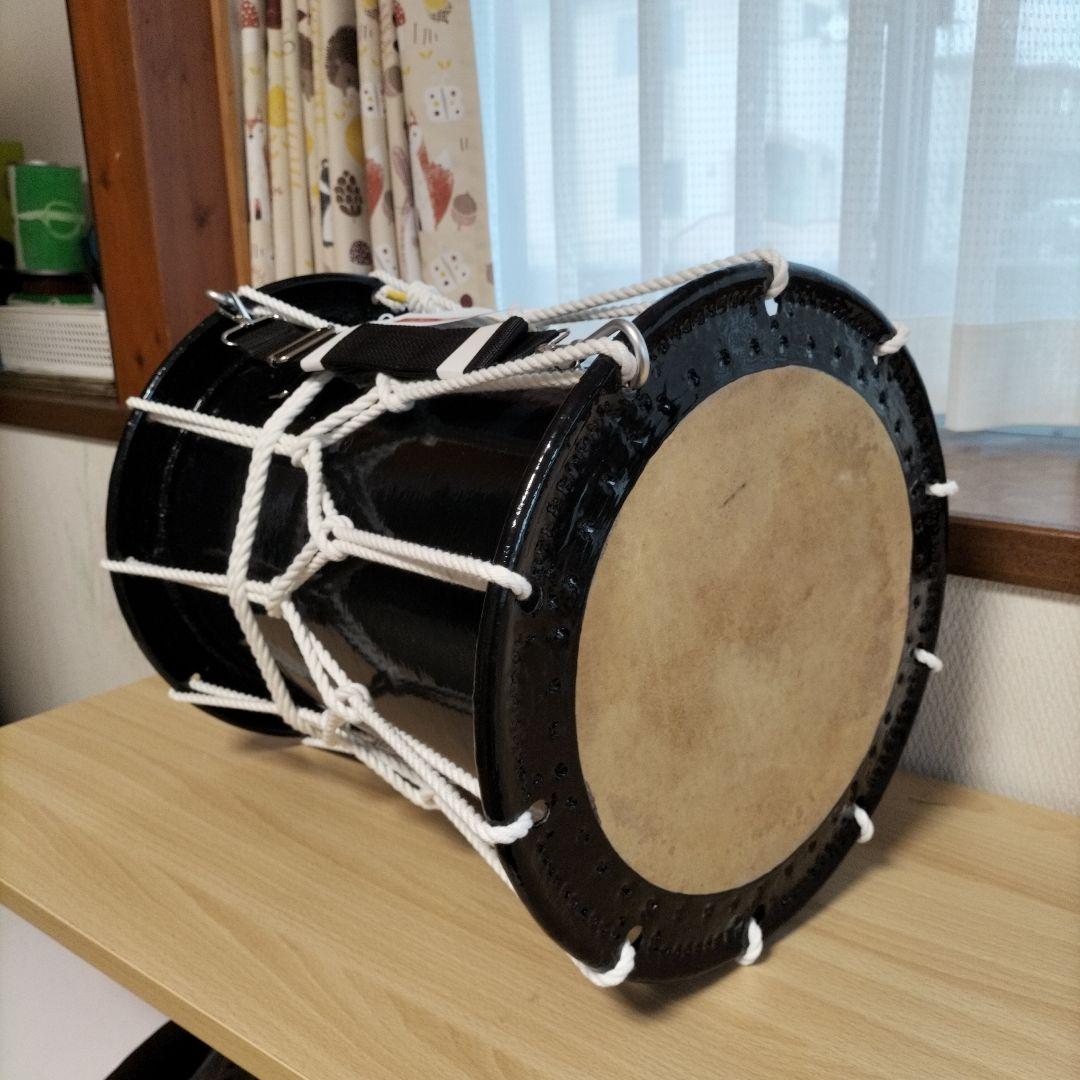 担ぎ太鼓 締太鼓 和太鼓 天然皮革 ストラップ付き中古品② 締太鼓