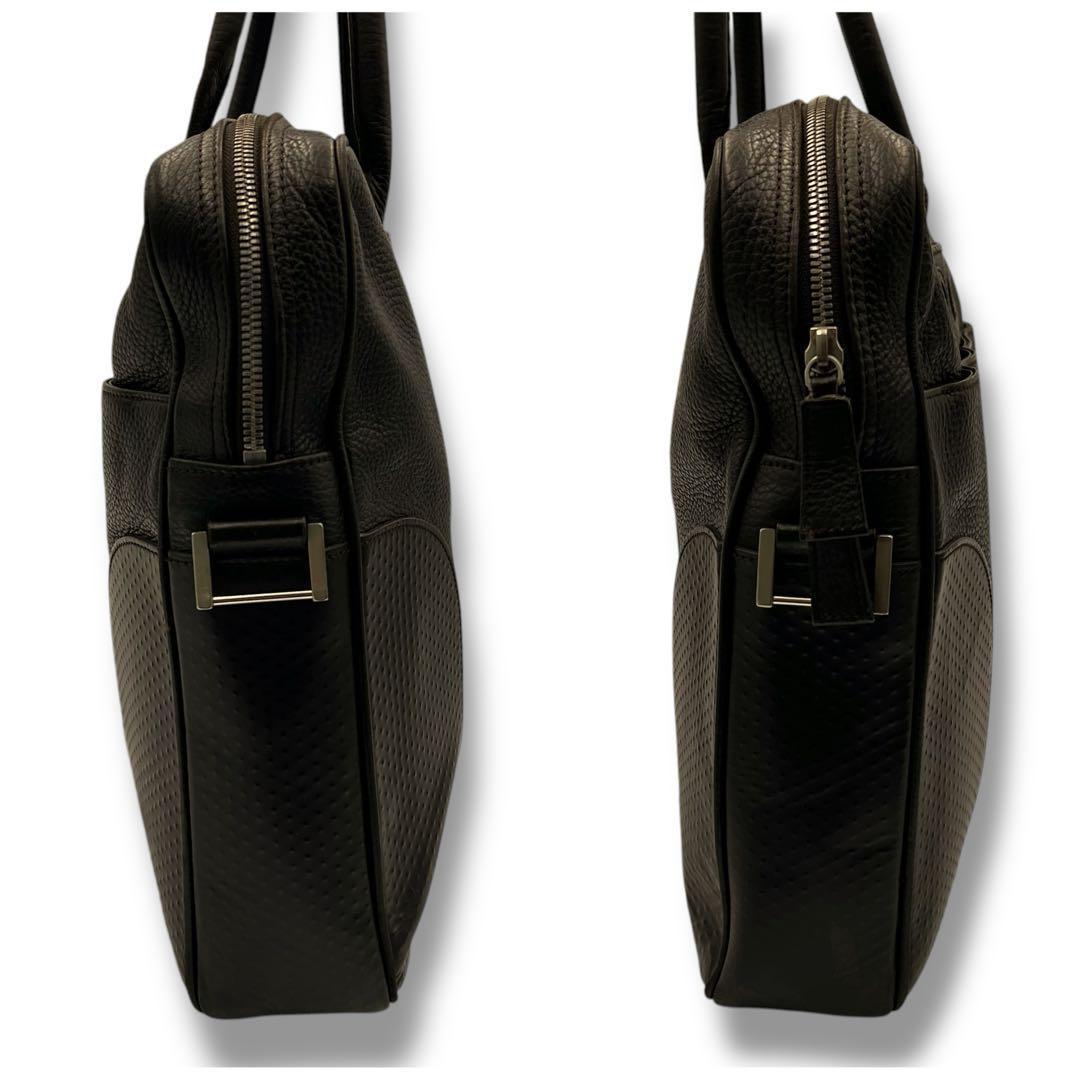 美品 dunhill 2way ビジネスバッグ シボ革 ダークブラウン
