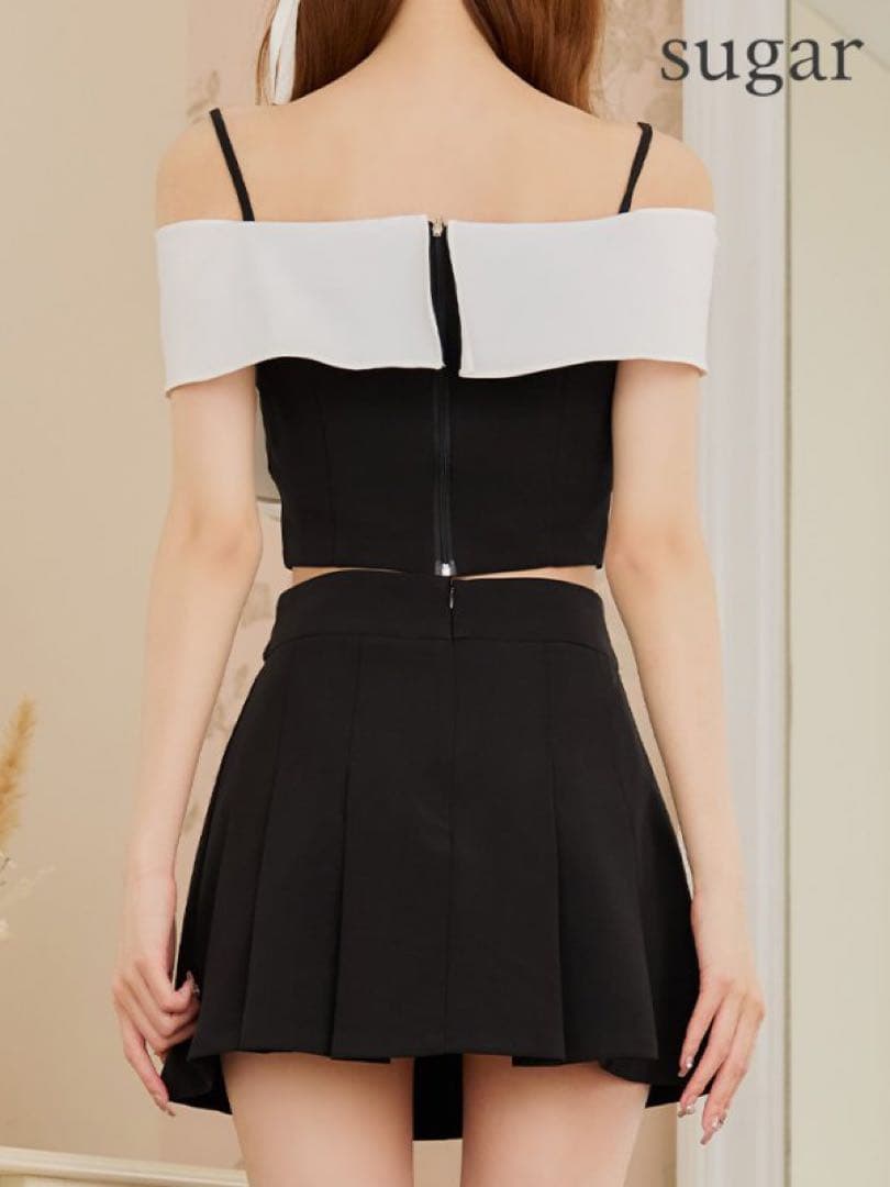 新品　an アン　ドレス　リボン　オフショル　フレア　セットアップ　ブラック　黒