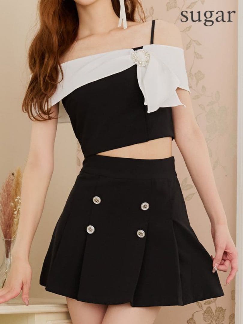 新品　an アン　ドレス　リボン　オフショル　フレア　セットアップ　ブラック　黒