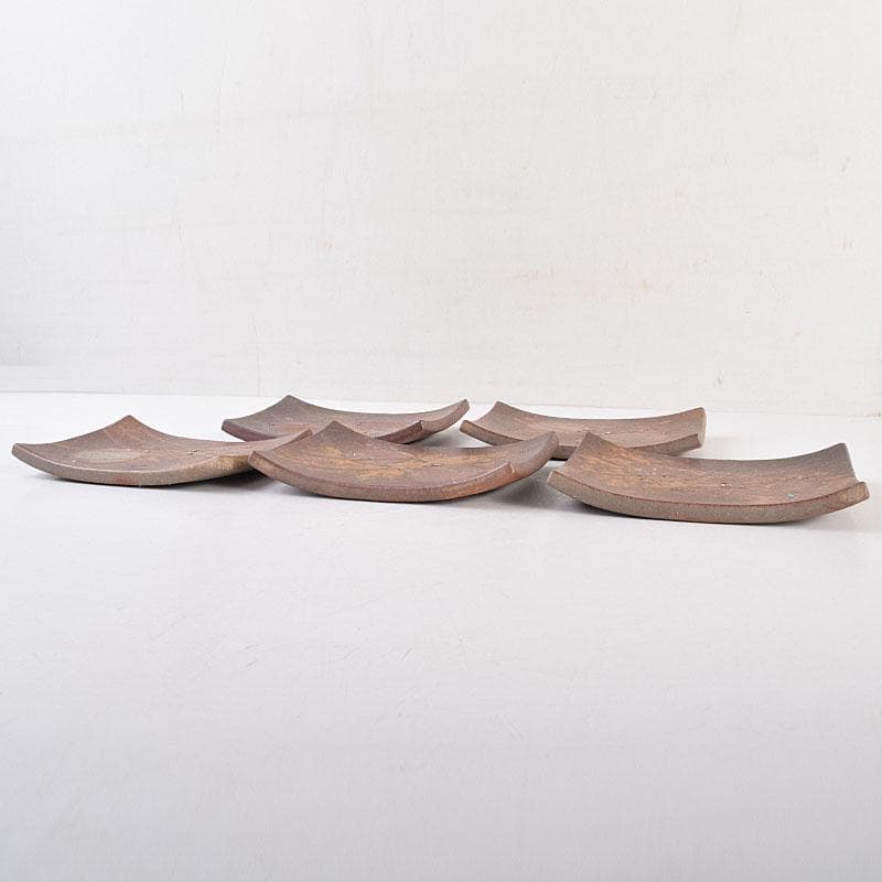 和食器 備前焼 石野充信造 銘々皿 五客 共布共箱 V R8847