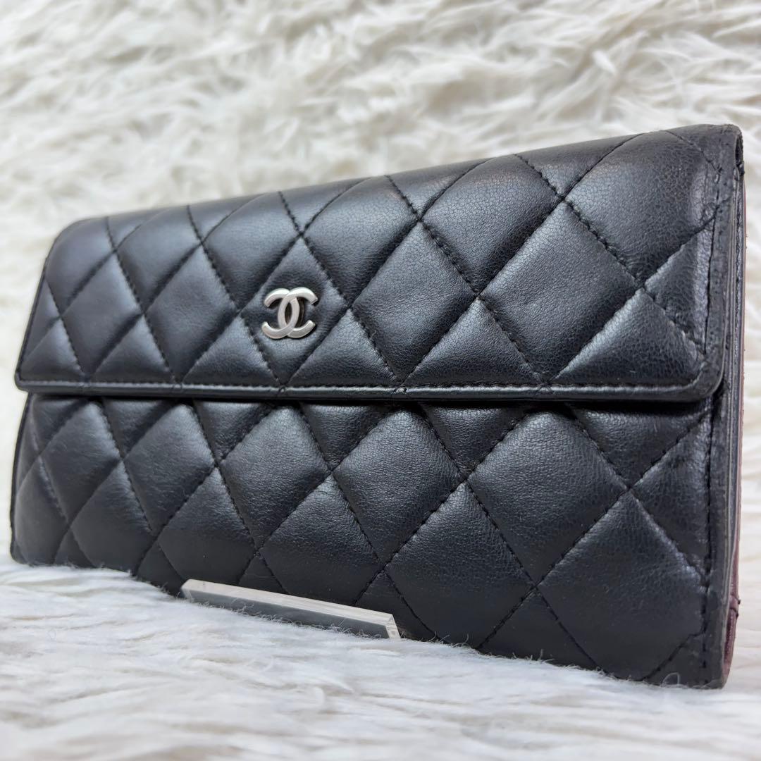 美品✨CHANEL シャネル マトラッセ ラムスキン 長財布 ココマーク