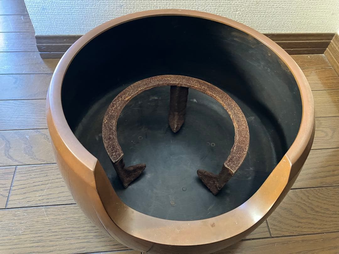 茶道具① 鋳鉄製 茶釜 S 鋳鉄製 丸型 茶釜 銅蓋 茶道具 直径23cm