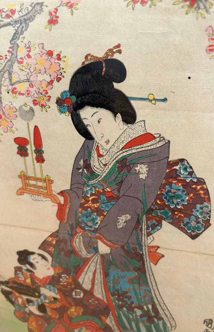 真作】浮世絵 女性と子供