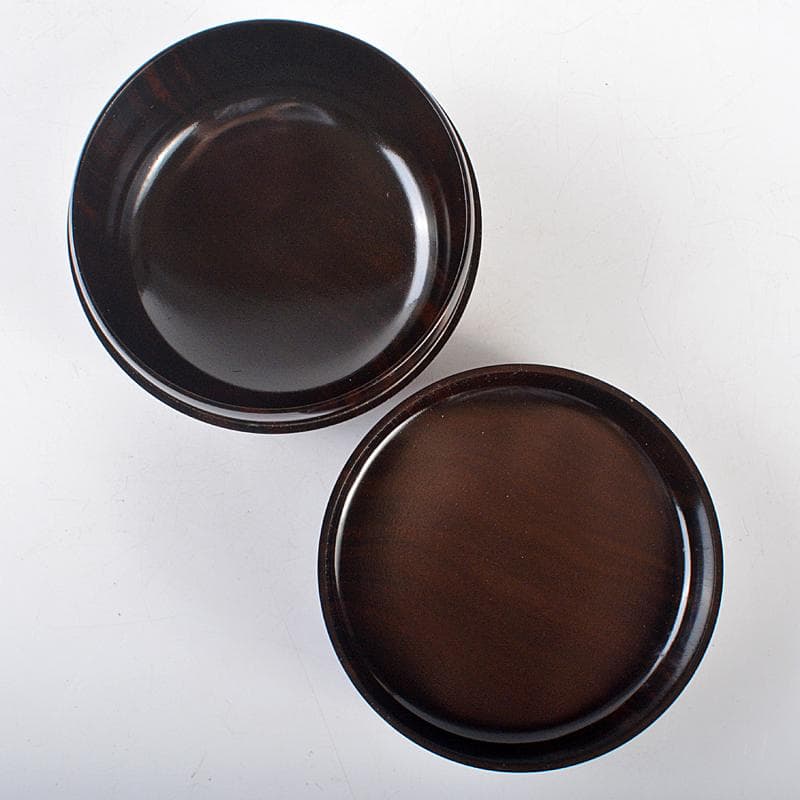 ルビーモレ夫福田芳朗作縞黒檀南天煤竹象嵌　寿輪　大平棗　共箱　UR5222