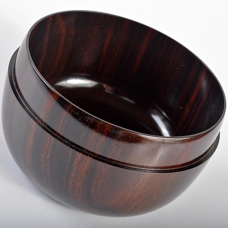 ルビーモレ夫福田芳朗作縞黒檀南天煤竹象嵌　寿輪　大平棗　共箱　UR5222