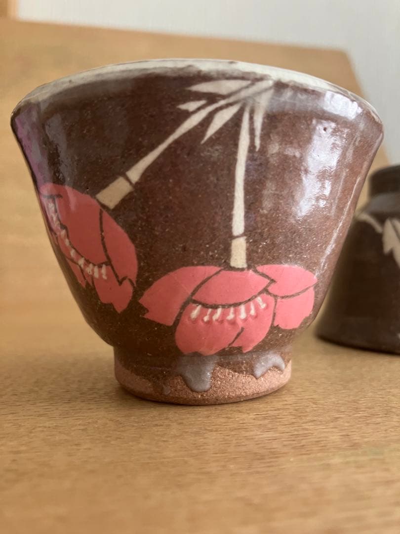 今井政之作 象嵌彩 桜と風船葛 酒盃揃え2客 木箱付き ぐい呑猪口 新品