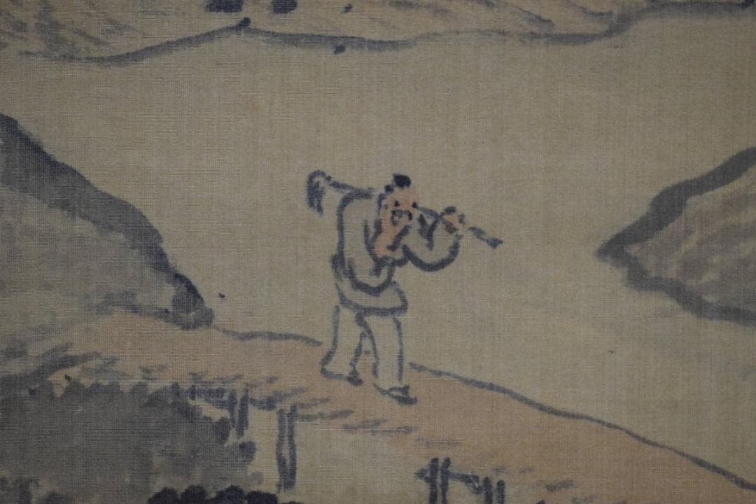 模写/池大雅/山水人物図/杉題箱二重箱付/布袋屋掛軸HG-48