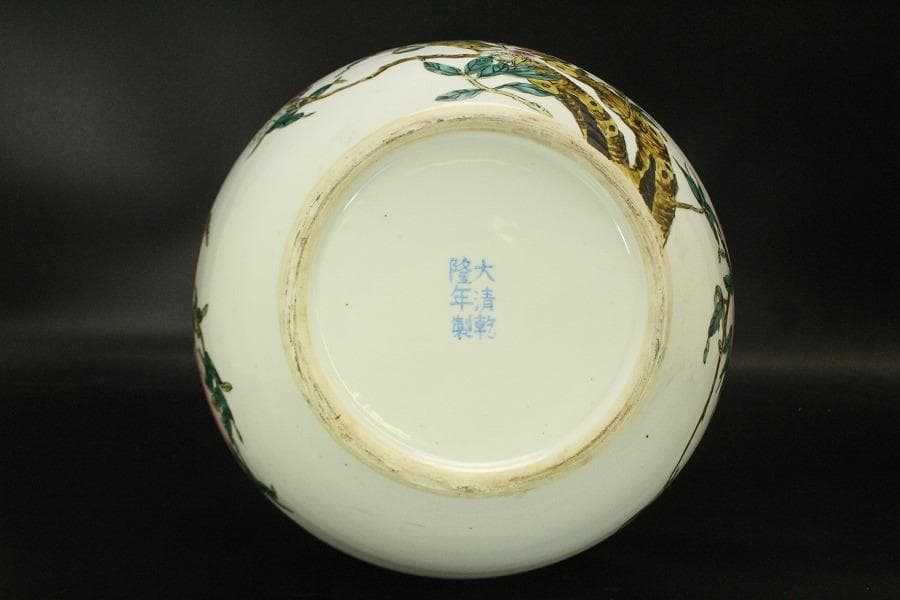 中国美術 色絵 大きな花瓶 高53cm(LC797)