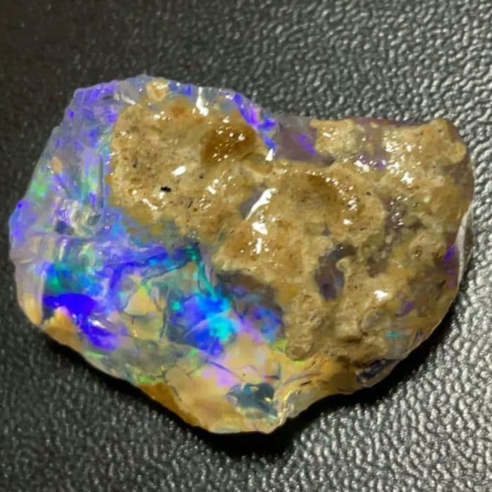 30CT】エチオピア オパール 原石 透明 青 紫 鉱物標本 ウェロ産