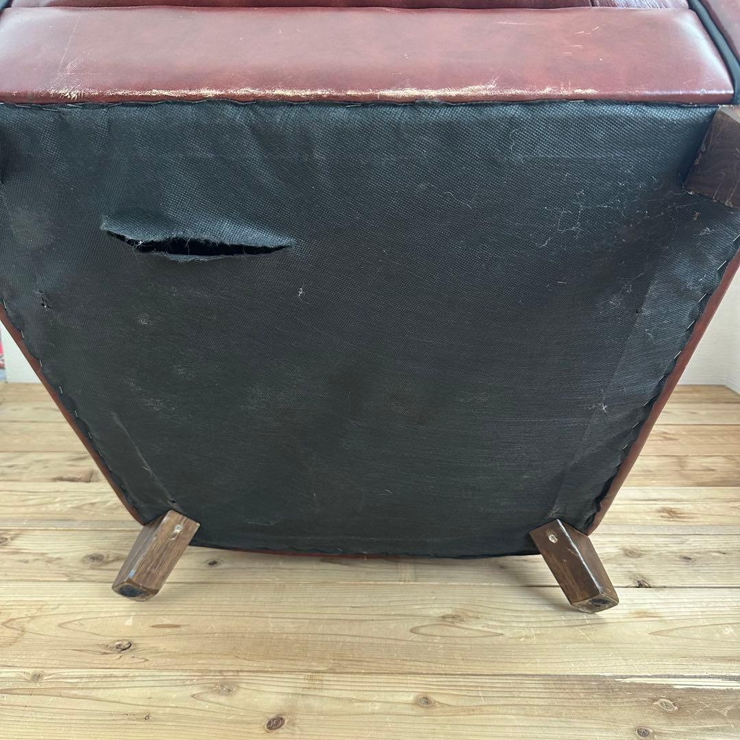 ヴィンテージ ブラウンレザー ウィングバックソファ