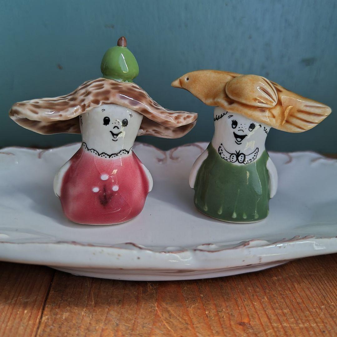 うえのえみ　陶人形　洋ナシ　ラフランス　女の子　置物