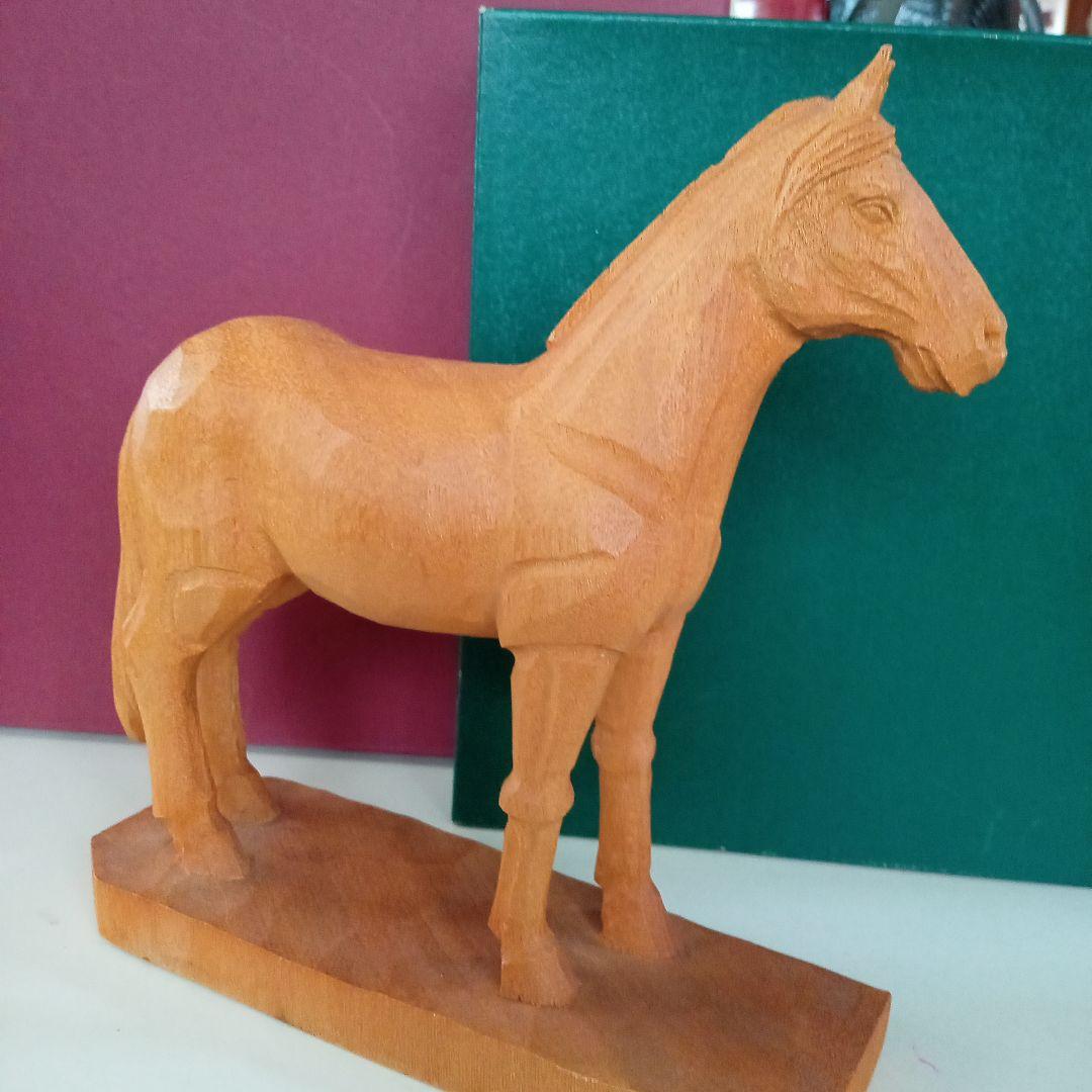 馬の木彫り、木彫り馬、馬の彫刻、 道産子馬木彫り、一点物き彫り