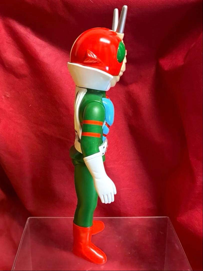 27cm！【昭和レトロ】■ 面取れ 仮面ライダーV3 ソフビ 極美品
