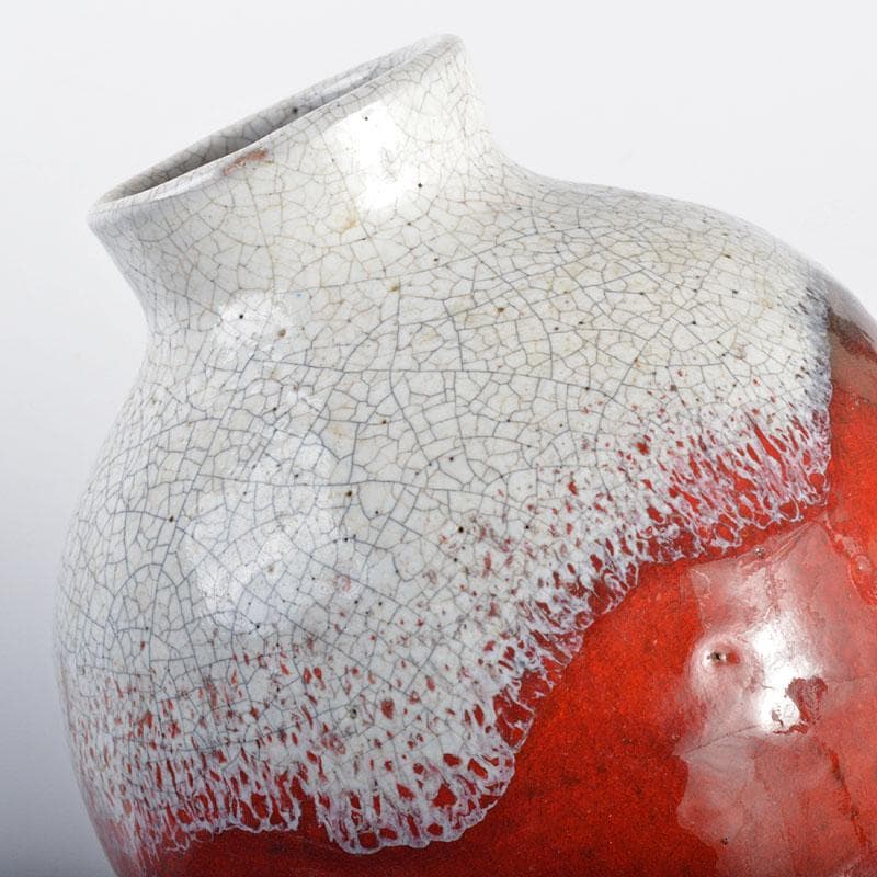 中国　宣窯　紅釉　瓢形　壷　時代箱付　V　R4246