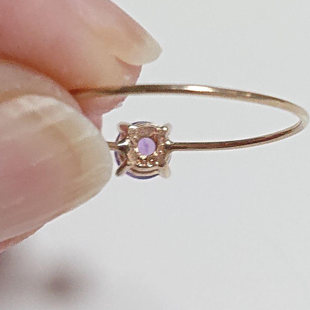 k10イエローゴールド ピンクアメジスト リング 13号 10金 華奢