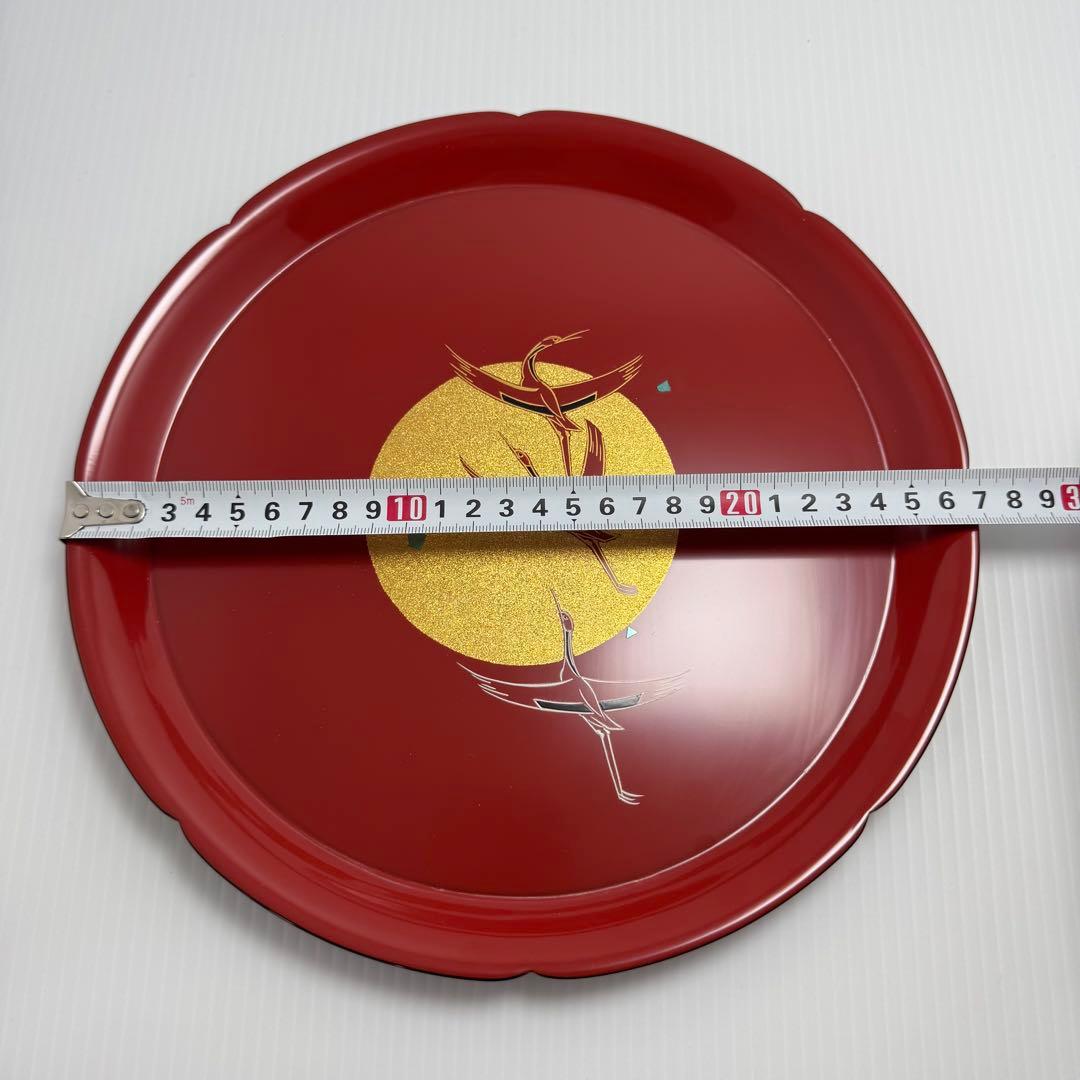 新品 高級 輪島塗 屋敷勝彦 螺鈿 青貝 鶴 お盆 和食器 平皿 漆 漆器