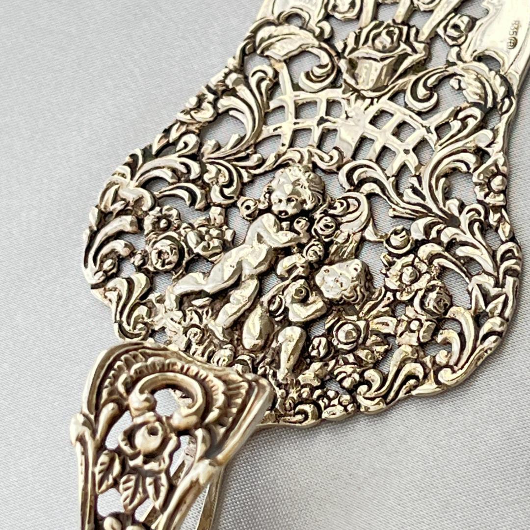 【 Bodemer】 薔薇と天童のケーキサーバー【純銀】11.5cm