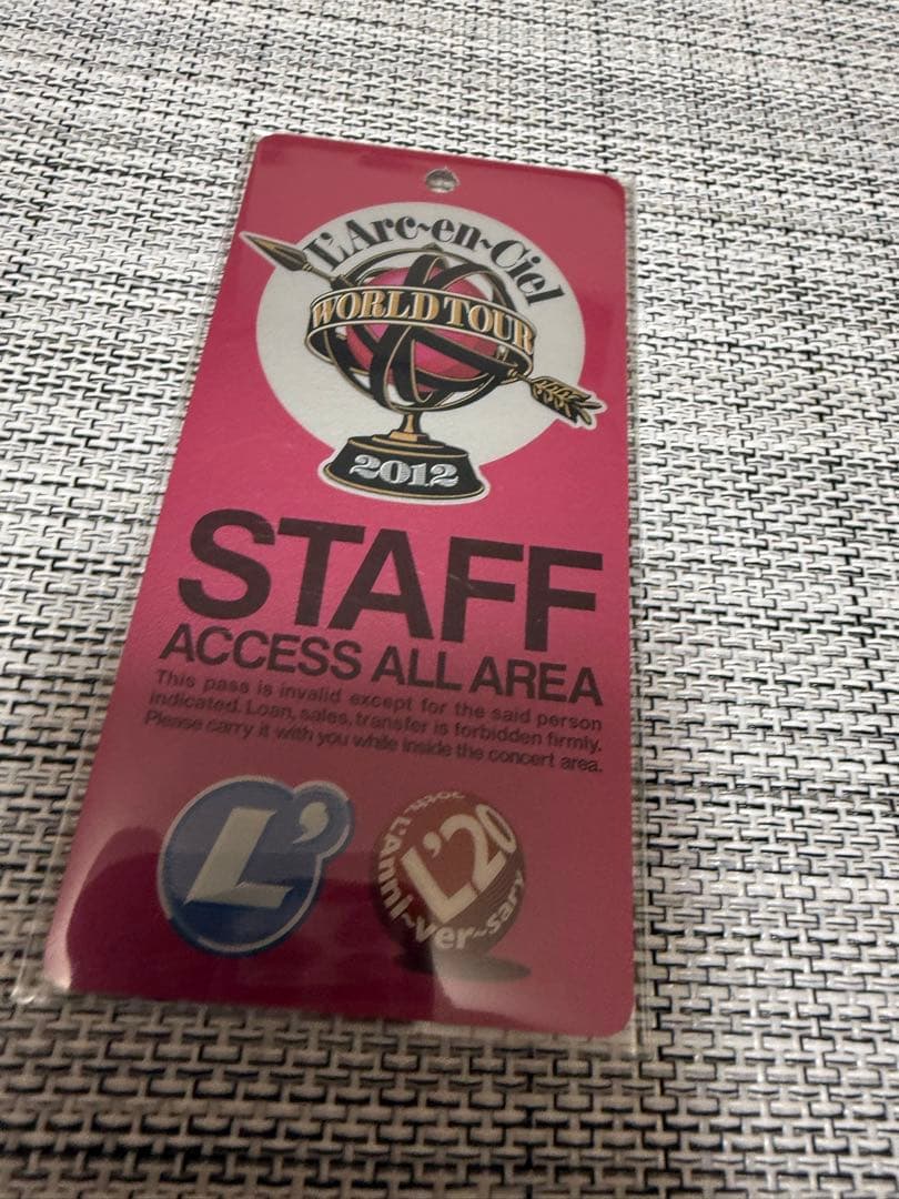 スタッフパス WORLD tour 2012 ラルク L'Arc スタッフパス WORLD tour 2012 ラルク L'Arc スタッフパス WORLD tour