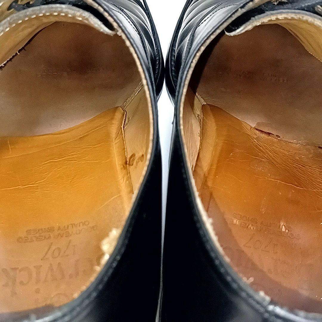 【美品】Berwick　バーウィック　内羽根　レザー　ストレートチップ　ブラック