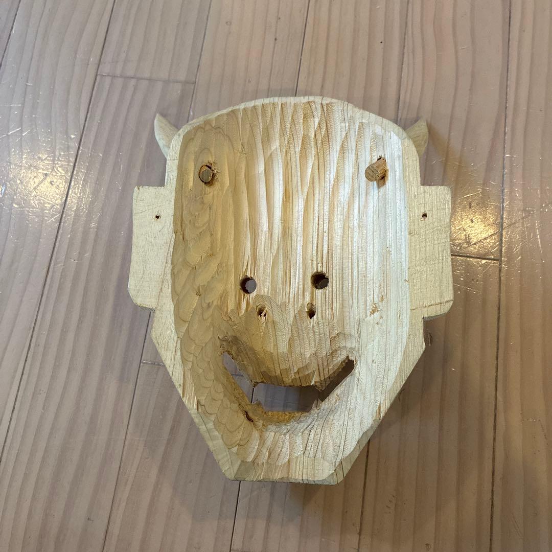 木製 木彫り 鬼の面 能面 般若面 角付き 壁掛け インテリア 伝統 工芸