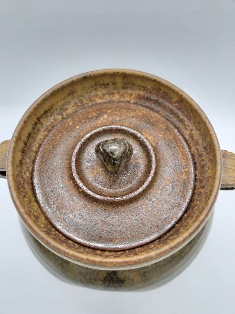 c528 水指 志戸呂 笹耳 広前心斉 替蓋付 遠州七窯