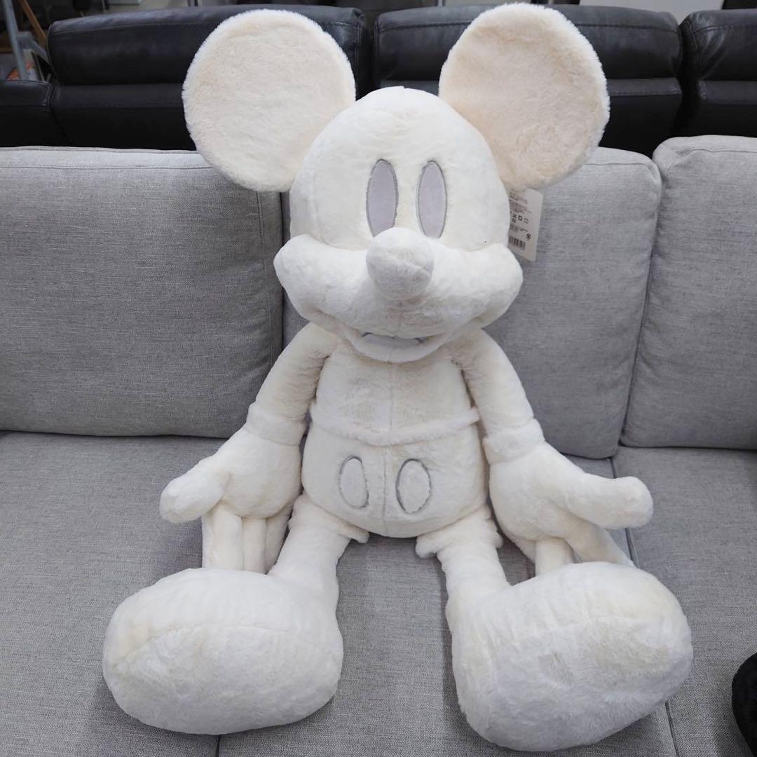 ミッキーマウス ぬいぐるみ ホワイト ブラック 大きめ 特大　2体セット