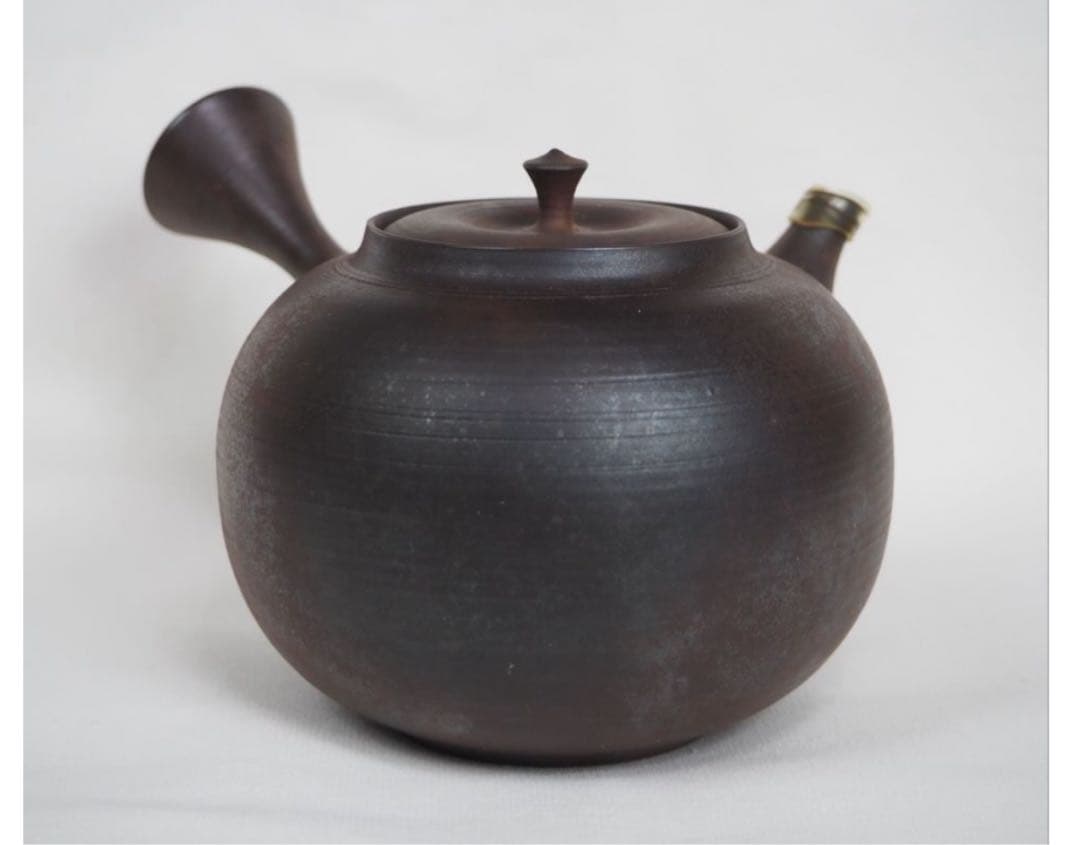 送料無料 常滑名工 水野陽景作 窯変朱泥急須 薄胎重