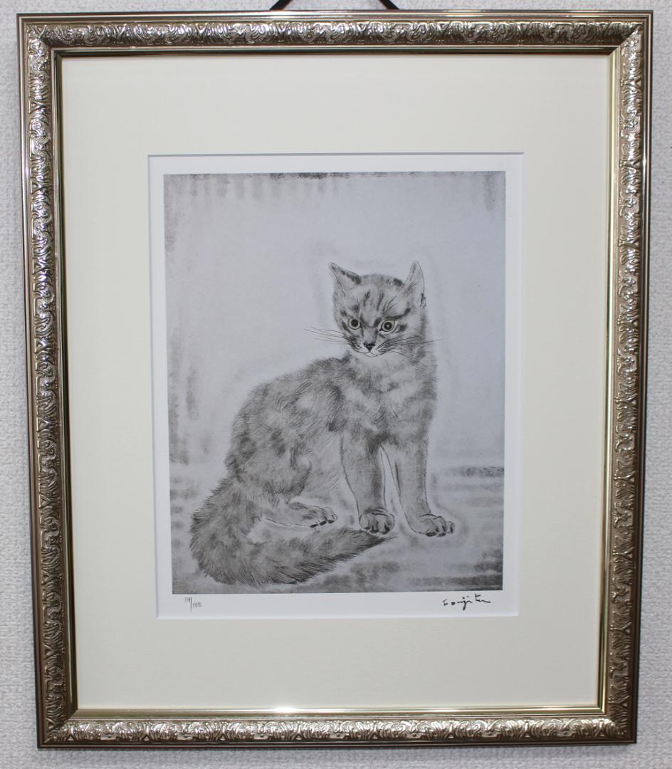 藤田嗣治 エスタンプリトグラフ「猫」 19/100 - メルカリ