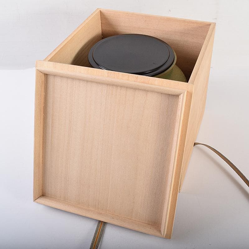 タイ古陶磁　緑釉　刻魚藻文水指　刻花文茶碗　時代箱付　C　R7773B