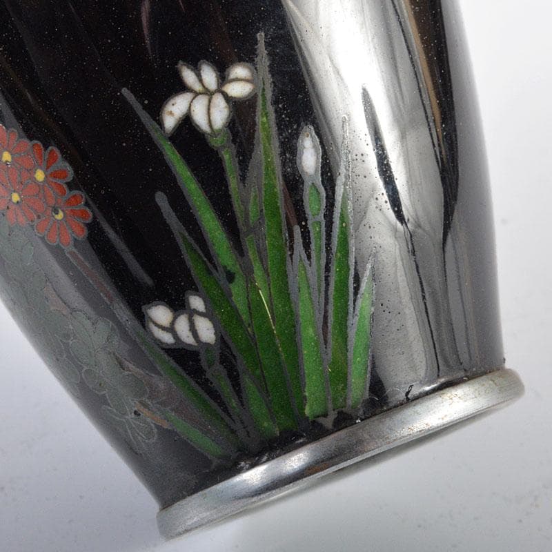 ターちゃん　七宝焼　古七宝　花文　小瓶　唐木台付　M　R4256