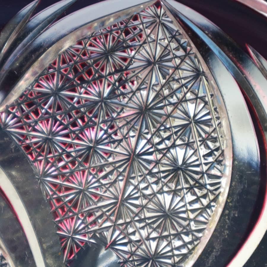 値下美品！伝統工芸 江戸切子 最高峰 瀧澤利夫作 桜 飾り皿