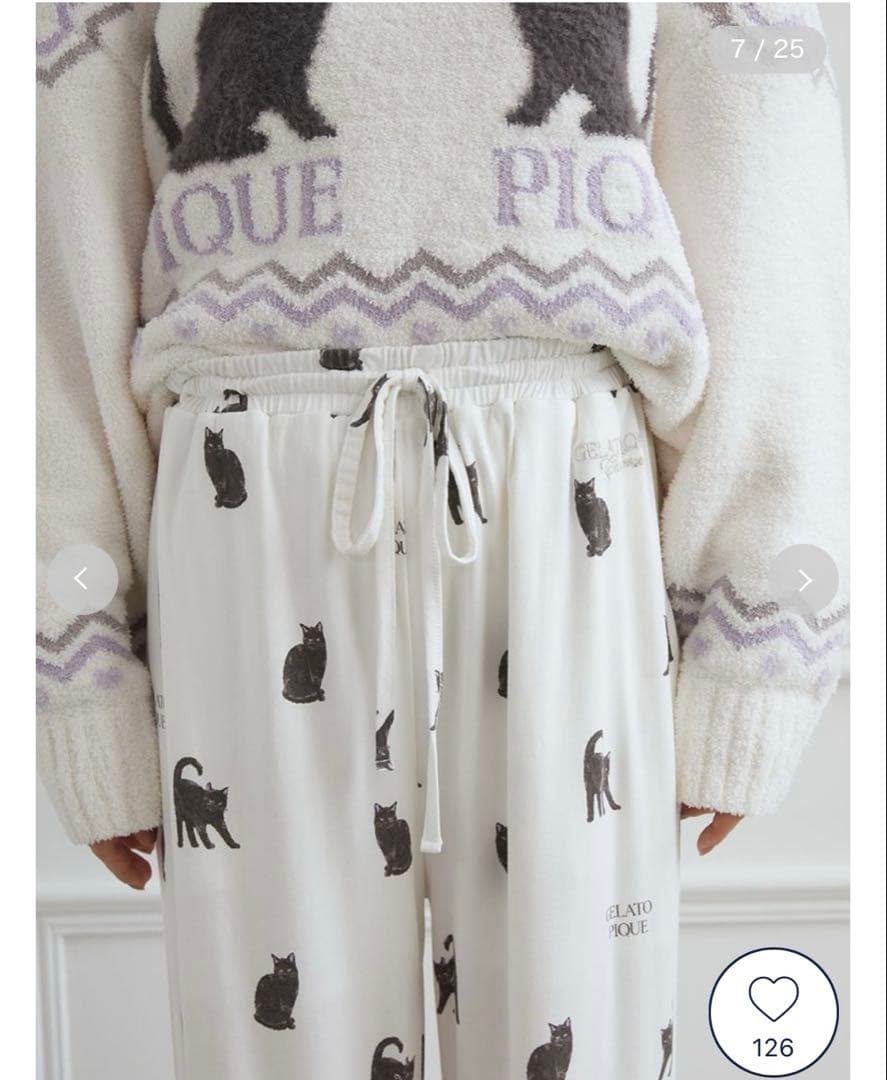 ジェラートピケ　黒猫　上下セット　新品