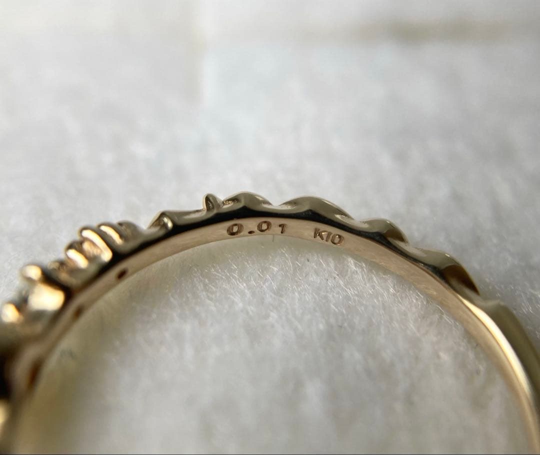 ノジェス　2Pダイヤモンド　オパール　ジルコニア　ゴールド　ベビーリング　k10