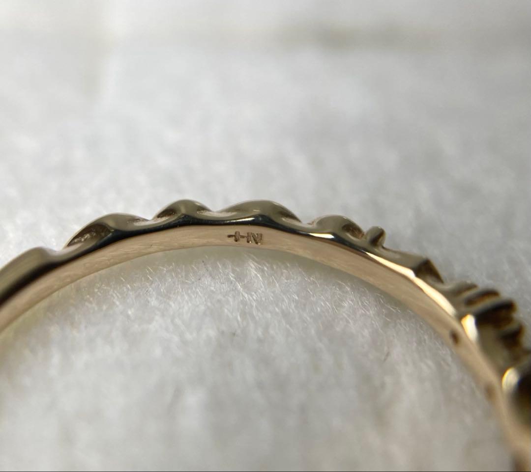 ノジェス　2Pダイヤモンド　オパール　ジルコニア　ゴールド　ベビーリング　k10