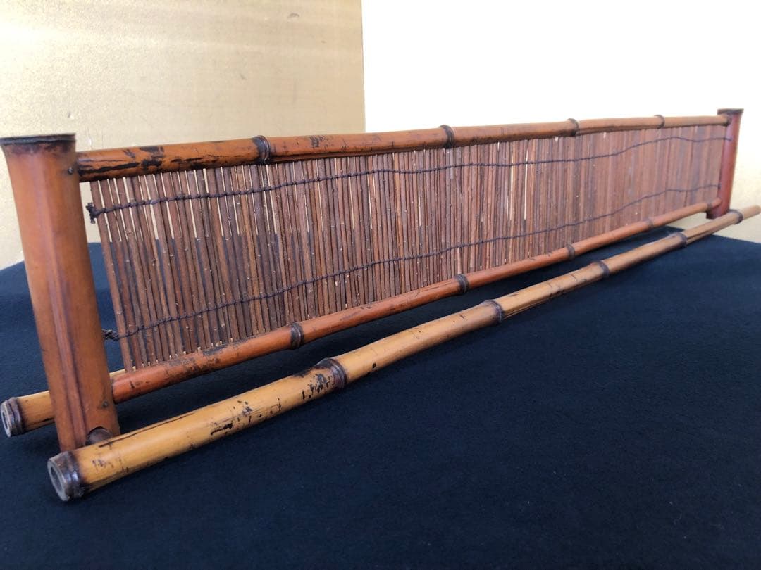 《R》茶道具 煎茶 煤竹結界 衝立 炉屏 竹峰作　 1f