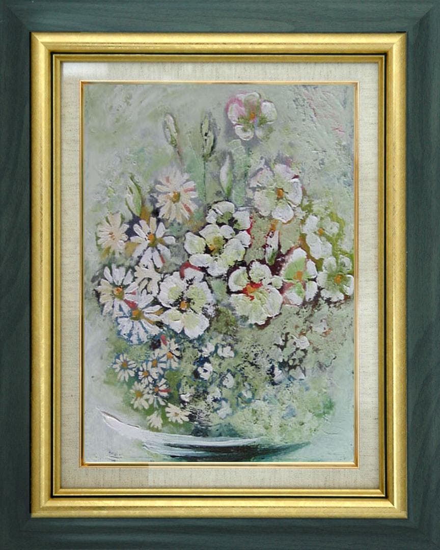 油絵 菅家令子 絵 絵画 インテリア 額付(白) uF6-112802 花｜絵画