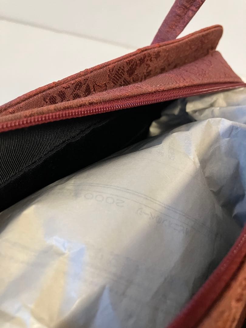 利休バッグ　花唐草模様織地