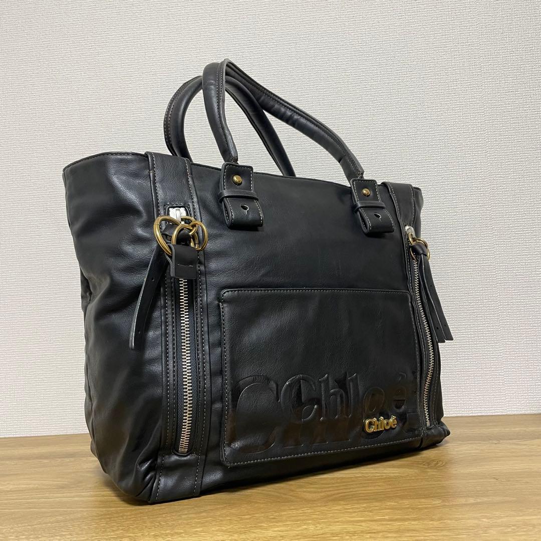 《美品》Chloe（クロエ） レザー ハンドバッグ ブラック 黒
