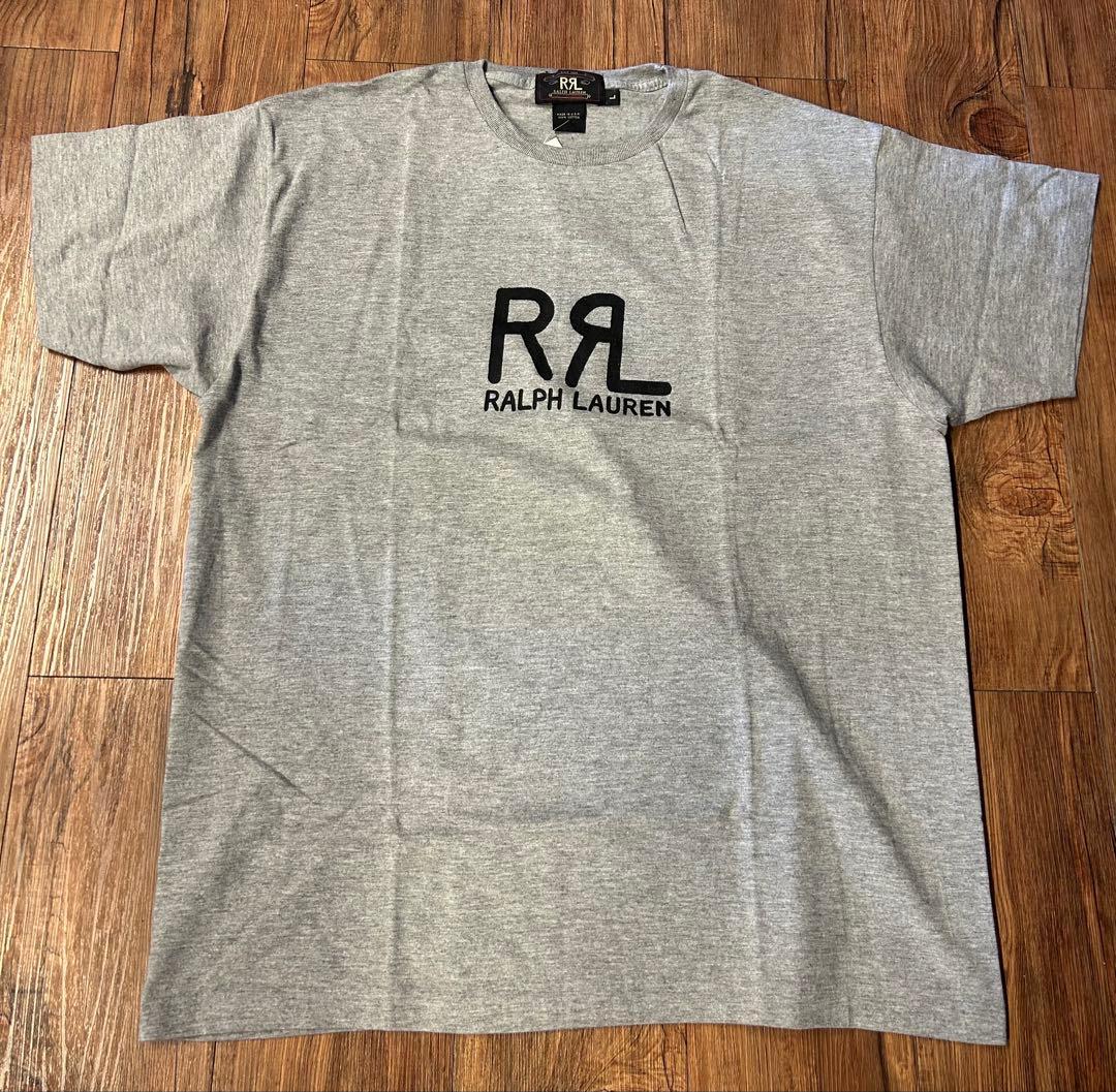 ダブルアールエル90sビンテージUSA製三ツ星タグRRLロゴTシャツLグレー