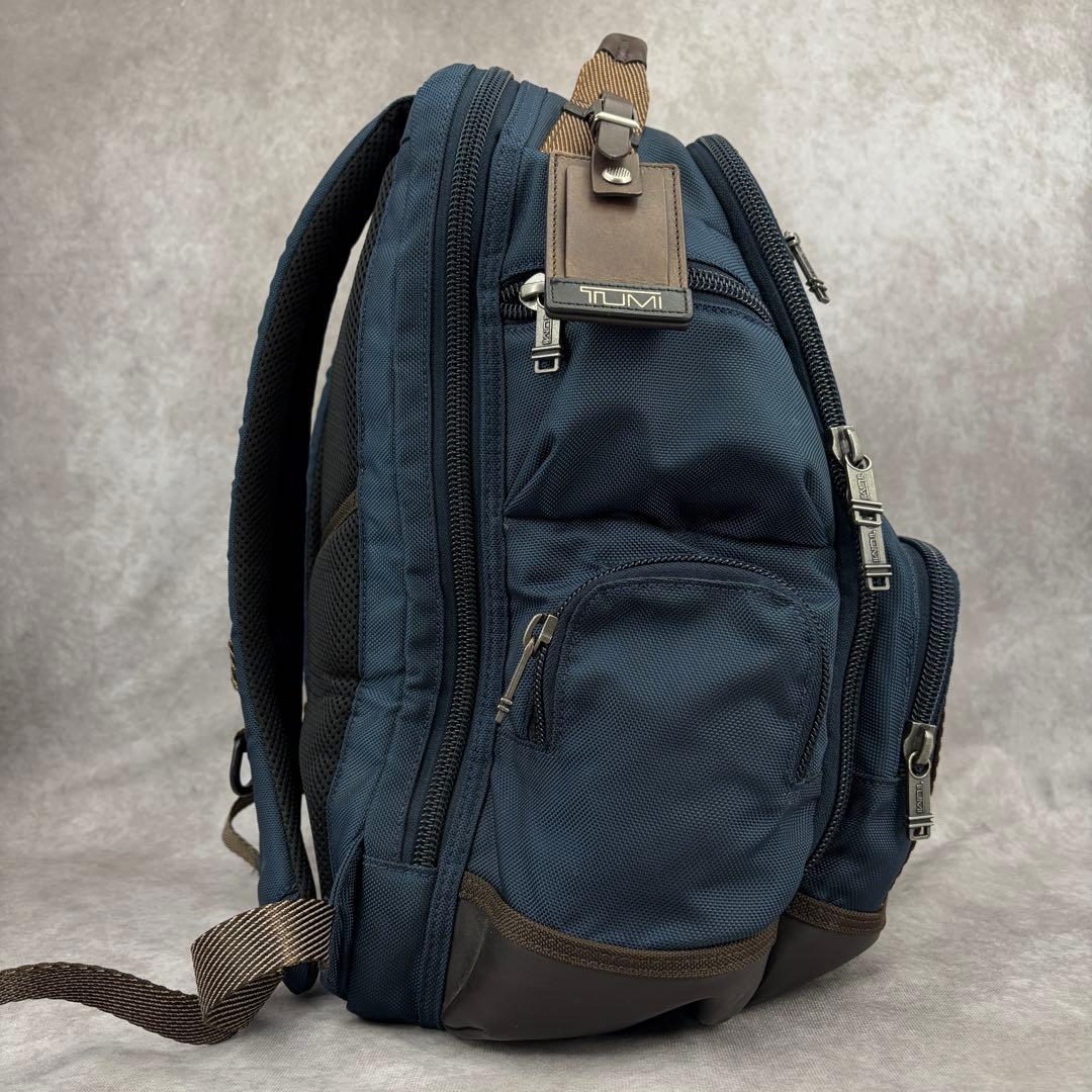 【美品✨】トゥミ バックパック リュックサック ビジネス レザー ネイビー 紺