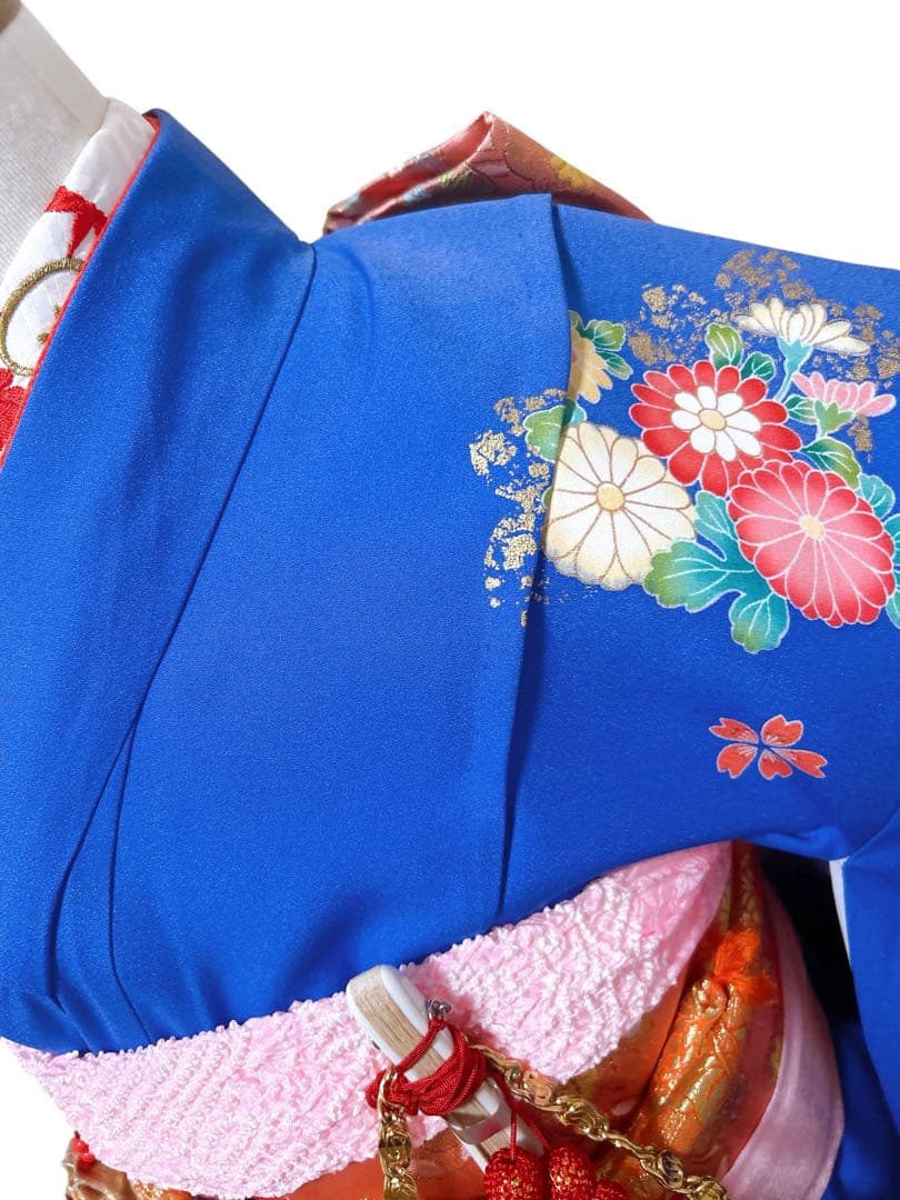 訳あり特価品♡正絹　七五三　7歳　フルセット　一式　青系　ピンク