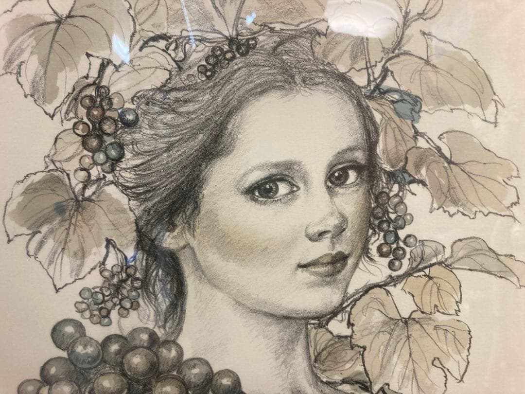 芝田米三 リトグラフ 肩にぶどう - 版画公式 ストア