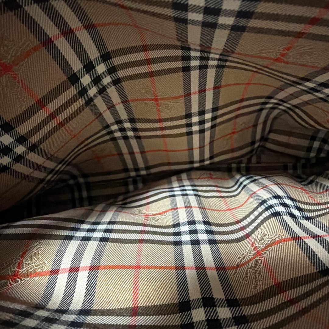 美品　BURBERRY バーバリー　ノバチェック柄　シボ革　トート　ハンドバッグ