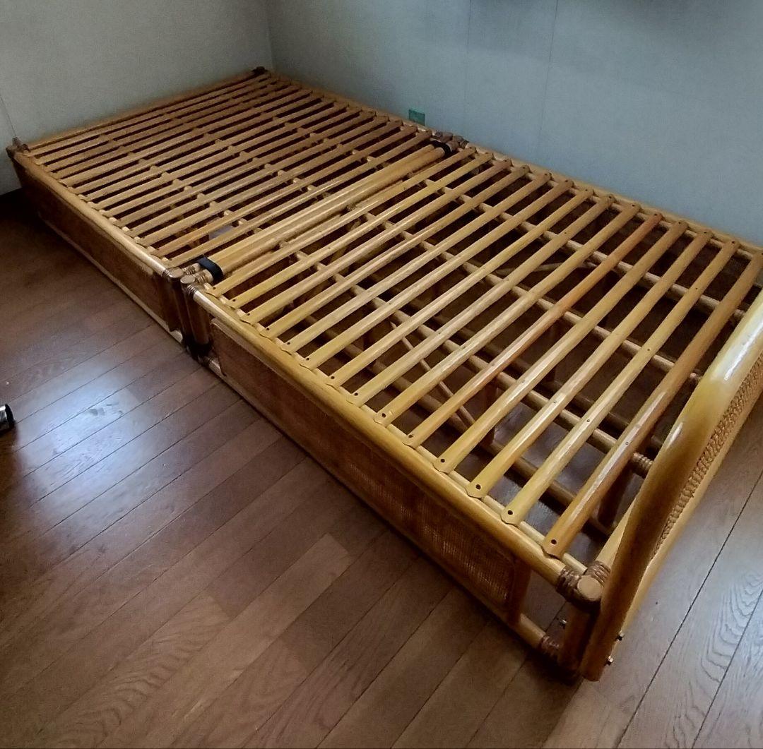 MAXさま専用 藤(ラタン)のベッド 直接引き渡し限定　2台セット